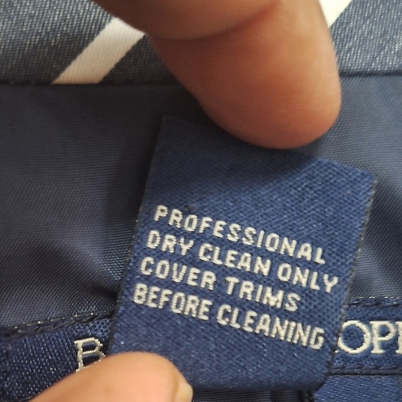 Boston Proper Navy striped two Gold buttons 3 pockets Women's Blazer Size 10 - Picture 4 of 9